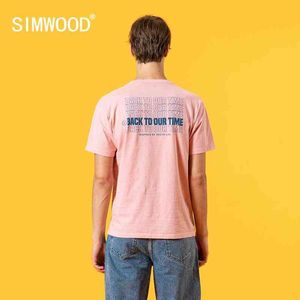 Simwood 2021 Zomer Nieuwe T-shirt Mannen Letter Print Tshirt Mannen Dunne Ademend Plus Size Comfortabele Tops Hoge Kwaliteit T-shirt G1229