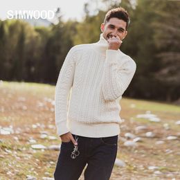 SIMWOOD Otoño Invierno Nuevo suéter de cuello alto de punto por cable Hombres Prendas de punto cálidas Tallas grandes ropa de marca de alta calidad SI980729 201028