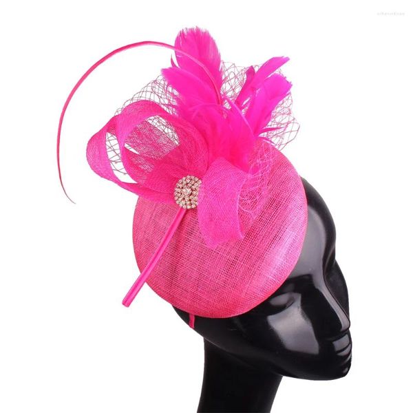 Sinamay-Sombrero tocado con pinza para el pelo para mujer elegante, tocado de cóctel para iglesia, accesorios de boda para novia, sombrero Fedora para fiesta