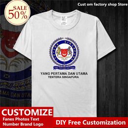 Camiseta de algodón del ejército de Singapur Jersey personalizado Fans DIY Nombre Número Camiseta High Street Fashion Hip Hop Camiseta casual suelta 220609