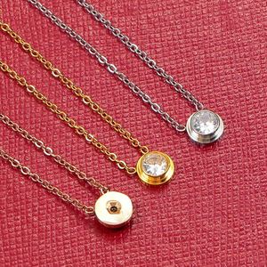 Singel CZ Diamond hanger Rose Gold Silver Color Net voor vrouwen Vintage kraagkostuums sieraden Geen doos