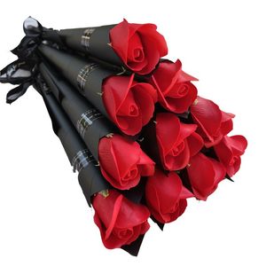 Jabón individual de 38cm, rosa, flores decorativas artificiales, amiga, San Valentín, regalo del Día de la madre, decoración del hogar, suministros festivos