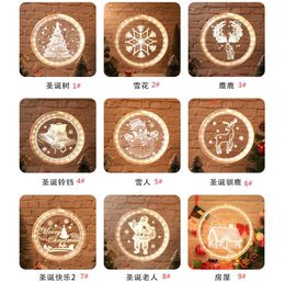 Single 3D Christmas Hanging Light Round Window Decortive Snowflake Santa Star String STRING LIGNE DÉCOR DÉCORD LIGNES PARTER9925431