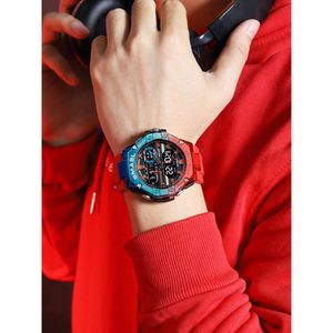 Montre électronique de sport esthétique à angle unique pour adolescents, collégiens, tendance de personnalité, montre pour homme avec lumière de jour et de nuit