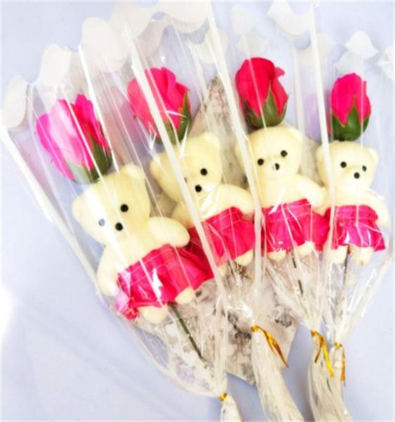 Single ours savon fleur ours simulation rose singles branche fleurs artificielles pour les enseignants de la Saint-Valentin Promotion de cadeaux Toys 0 6268686