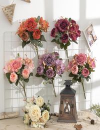 Paquet unique fleurs artificielles pivoine hortensia décorations de noël de mariage pour la maison bricolage salon décor Arrangement JK2102XB1331043