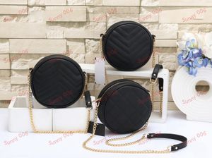 Crossbodytas met enkele ketting Puur zwarte Lingge-tas Designer Ronde Cake-schoudertas Kanaaltassen voor dames Luxe ronde rugzakken