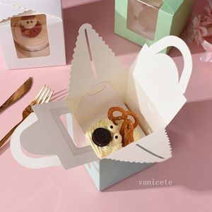 Enkele cupcakepackende dozen met duidelijke venster handvat draagbare macaron doos mousse cake dozen papieren pakket verjaardagspartijT2i53030