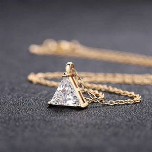 Enkele diamanten ketting anna dezelfde driehoek hanger nieuwe minimalistische ketting
