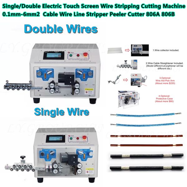 Machine à dénuder les fils électriques à simple ou Double câble, 806A 806B, 0.1mm-6 mm2, dénudeur, coupe-épluchage, contrôle par écran tactile
