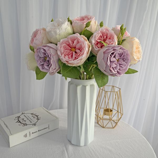 Unique Tête Austin Big Rose Fleur De Soie Artificielle Saint Valentin Cadeau Bouquet De Mariage Décor À La Maison Roses Fleurs Photographie Props