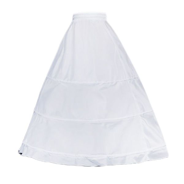 Jupons monocouche 3 cerceaux blanc jupon robe de mariée robe de mariée Crinolines cordon taille a-ligne sous-jupe