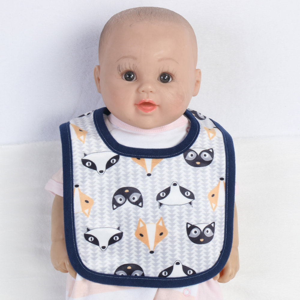 Single-layer U-shaped Button Feeding Baby Bibs, Printed Short Plush Smart Burp Cloths for Newborn&Infants, Unisex bibs, both for small boys and girls---1