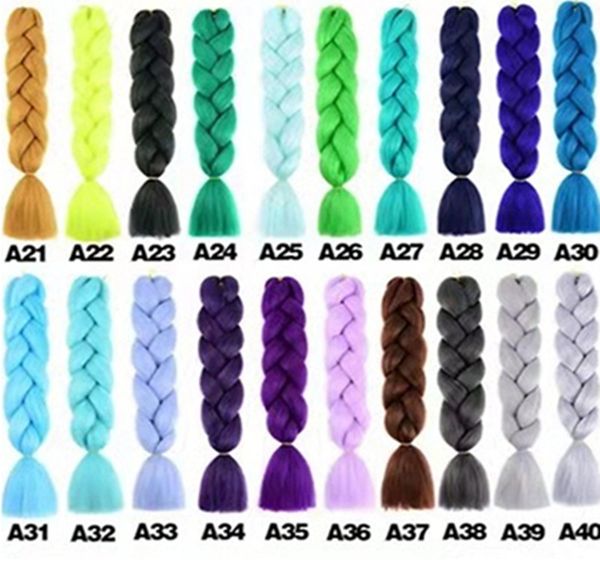 Single Ombre couleur multicolore vert rose rose extension de cheveux synthétique torsion jumbo traite kanekalon