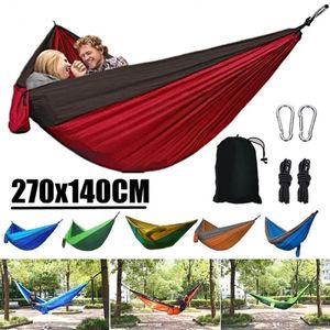 Hamac de camping en plein air portable à personne avec couleur nylon correspondant à haute résistance Tissu de parachute lice suspendue 240411
