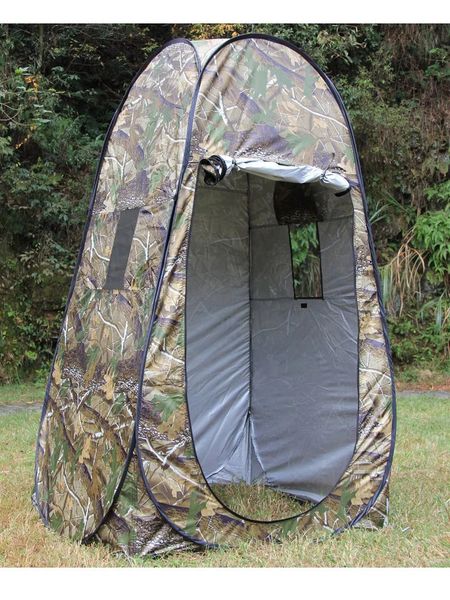 Una sola persona portátil privacidad ducha inodoro camping tienda emergente camuflaje función UV vestidor al aire libre pografía reloj pájaro 240126