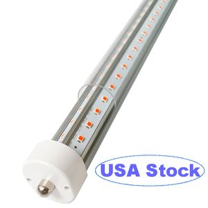 Enkele pin FA8 Base T8 LED-buislicht 8 voet 72W, heldere deksel, koele witte 6500K, fluorescerende buisvervanging, ballastbypass, v-vormig dual-end power usalight