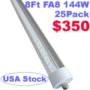 Ampoule à tube LED T8 144 W à une broche 8 pieds LED à double rangée, FA8 Base LED Shop Lights 250 W Lampe fluorescente de remplacement à double extrémité, blanc froid 6000 K crestech