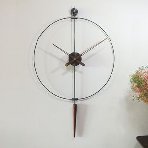 Un solo polo, un solo círculo, gancho invisible, España, luz nórdica, reloj decorativo de lujo, sala de estar, personalidad, creativo, moderno, fondo, colgante de pared, arte, reloj de pared