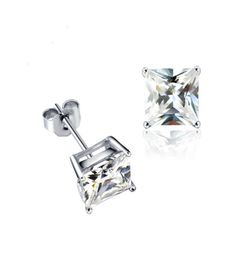 Boucles d'oreilles coupe princesse unique CZ 6mm couleur argent boucles d'oreilles femmes Bijoux Brinco Pequeno Bijoux de noël cadeau Support Drop1008315