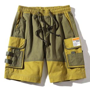 Route unique hommes Cargo Shorts hommes 2021 été poches latérales Patchwork Hip Hop japonais Streetwear Harajuku homme Shorts pour hommes X0628