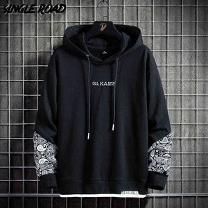 Enkele wegheren Hoodies Men 2022 Patchwork Sweatshirt Oversized Japanse streetwear Harajuku Hip Hop Black Hoodie Men Plus Size Y220615
