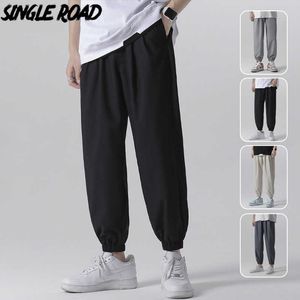 Single Road Mens Quick Dry Running Broek Joggers Mannen Zomer Plain Sport Ice Stof Joggingbroek Broek Thuisbroek Mannen 210707