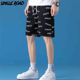 Pantalones cortos para hombre de una sola carretera, pantalones cortos de moda con estampado de verano, ropa informal japonesa de Hip Hop, pantalones para hombre, pantalones casuales negros para 210713