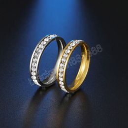 Enkele rij kristallen ring band roestvrij stalen ringen bruiloft verlovingscadeau voor vrouwen bruidsmeisje mode fijne sieraden