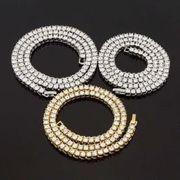 Collier hip-hop en diamant à une rangée, chaîne de tennis en alliage de diamant de 3mm 4 5mm pour hommes et femmes, bijoux de chaîne de Tennis