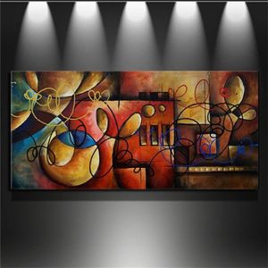 Peinture à l'huile abstraite sur toile, art mural moderne peint à la main, décoration de maison, pièce de couleur, Line283r