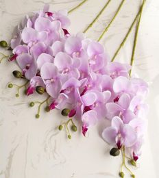 Enkele stam vlinder orchidee kunstmatige mini -orchideeën phalaenopsis voor bruiloft middelpunt decoratieve decoratieve bloemen nieuw 4671904