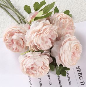 Flores de rosa de seda de un solo tallo, rosas de Poney de té artificiales, flores falsas para Navidad, aniversario de bodas, Día de San Valentín, decoración del hogar