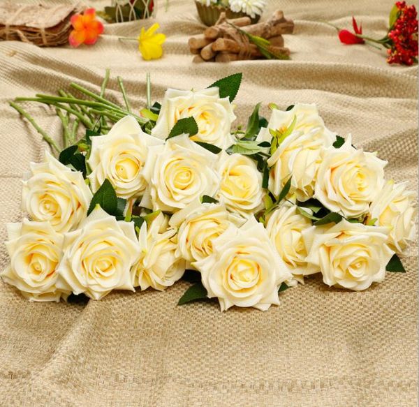 Rose à vase unique Rose en soie multicouche de haute qualité Fleurs artificielles pour décorations de mariage nouveau design Grandes têtes de rose
