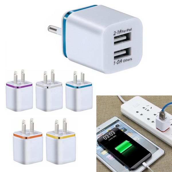 5V 2.1a Home Home Travel Wall Charger ADAPTATEUR PUISSANCE EU US CA FIGS POUR SAMSUNG S8 S10 Note 10 Android Téléphone PC MP3