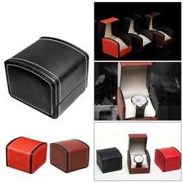 Boîtes à montres simples en cuir artificiel, présentoir à bijoux carré, boîte-cadeau, montres portables et durables, armoire d'exposition 235M