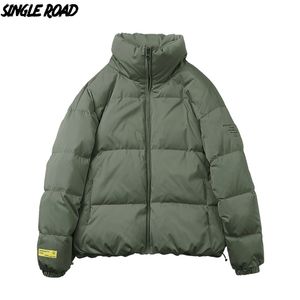 Singleroad heren katoenen gekantde jas winter jas Parka hoge kraag vaste winddichte hiphop streetwear jas voor mannen 201127