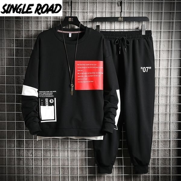 SingleRoad Mens Sportswear Chándal Hombres Hip Hop Streetwear Sudaderas Pantalones de chándal Sudadera con capucha Joggers Pantalones Conjuntos Trajes deportivos 201116