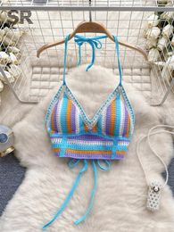Singreiny Striped Summer Beach Camisole Femmes Backless Fashion Elegant Vacation Dames Casual Casual Sexy Sexy Top 240415