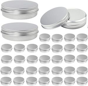 Opbergdozen Bakken Aluminium ronde blikjes met deksel, 2 oz Metalen tikken Voedselkaars Containers Schroeftoppen voor ambachten, opslag, DIY (zilver) XB