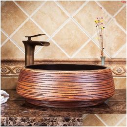 Ensembles de robinets d'évier Archaistic Style rétro lavabo en céramique décor à la maison haute qualité Xioid Drop livraison robinets de jardin Showe Homefavor Dhu63