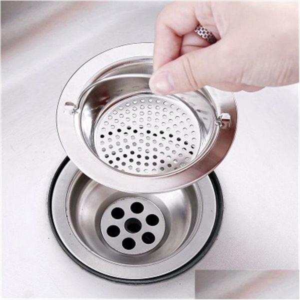 Coladores de fregadero Malla de cocina Filtro de fregadero Drenaje Coladores de piscina Alcantarillado Red de acero inoxidable Fregaderos de baño Colador portátil 21 K2 Drop D Dha8O