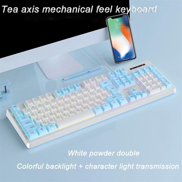 Clavier de manipulation de naufrage clavier de jeu filaire rétroéclairé à 104 touches de couleurs mixtes clavier de jeu de bureau ergonomique pour PC portables181O