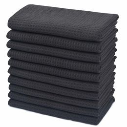 SINLAND THUIS MICROFIBER DROGING THANDDOEL WAFTEL WEAVE DOEKENING Keukenschaal Wasdoek Ultra absorberend 40cmx60cm 10 Pack wit