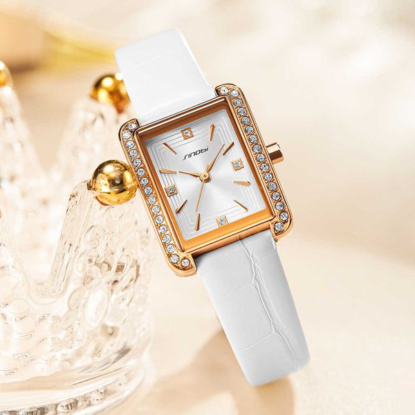 Sinobi 2021 Nouvelle arrivée de luxe femmes montres élégant rectangle diamant étanche montre-bracelet horloge montre femme amant cadeaux Q0524