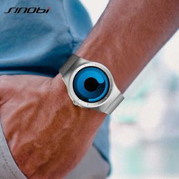 SINOBI Marca Deportes Creativos Reloj de Cuarzo Hombres Correa de Acero Inoxidable Relojes Para Hombre Talento Reloj de Rotación de Moda Relogio masculino X304s