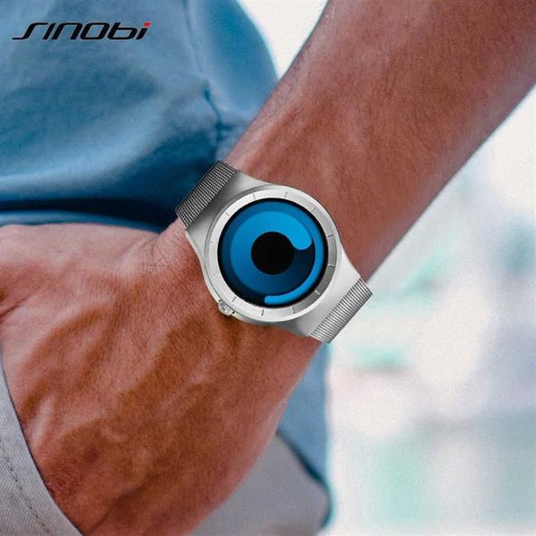 Marca SINOBI, reloj deportivo creativo de cuarzo, correa de acero inoxidable para hombres, relojes para hombres, reloj de rotación de moda con talento, reloj Masculino X240B