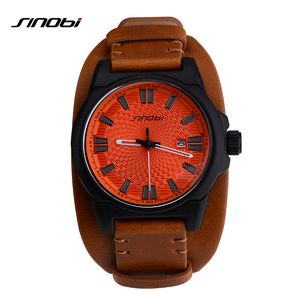 Sinobi Merk Wirstwatch Relogio Masculino Mannen Lederen Horlogeband Horloges Sport Quartz Clock Mens Military Watches SAAT X0524