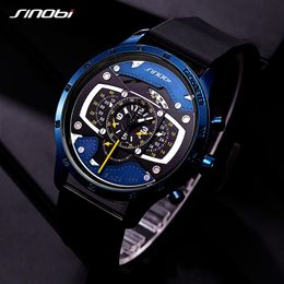 SINOBI voiture vitesse sport hommes montres créatif montre-bracelet pour homme Punk étanche montre à Quartz militaire Reloj Hombre Racing Watc3081