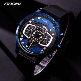 SINOBI voiture vitesse sport hommes montres créatif hommes montre-bracelet Punk étanche montre à Quartz militaire Reloj Hombre course Watc3332